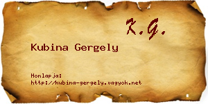 Kubina Gergely névjegykártya